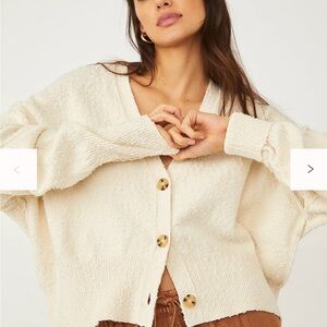 Free People Found My Friend Button Front Cardigan Cream XL